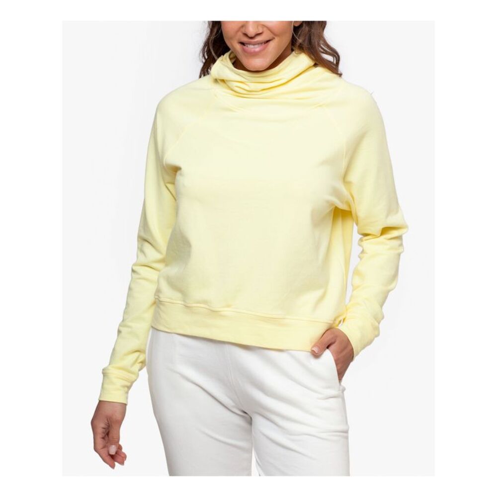 BAM BY BETSY & ADAM Womens Yellow Stretch Long Sleeve Cowl Neck Crop Top XL